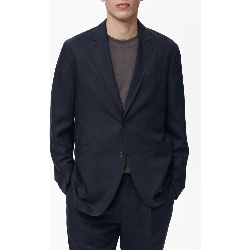 Mango Slim Fit Lyocell & Linen Suit Jacket In Black