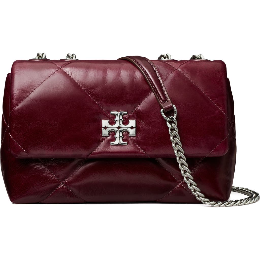 Tory Burch Kira Distressed Diamond Quilted Leather Convertible Shoulder Bag In Red