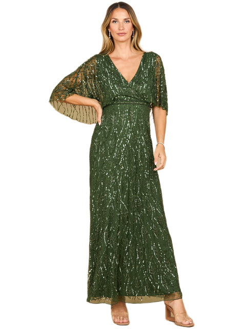 Beaded Gown with Half Cape