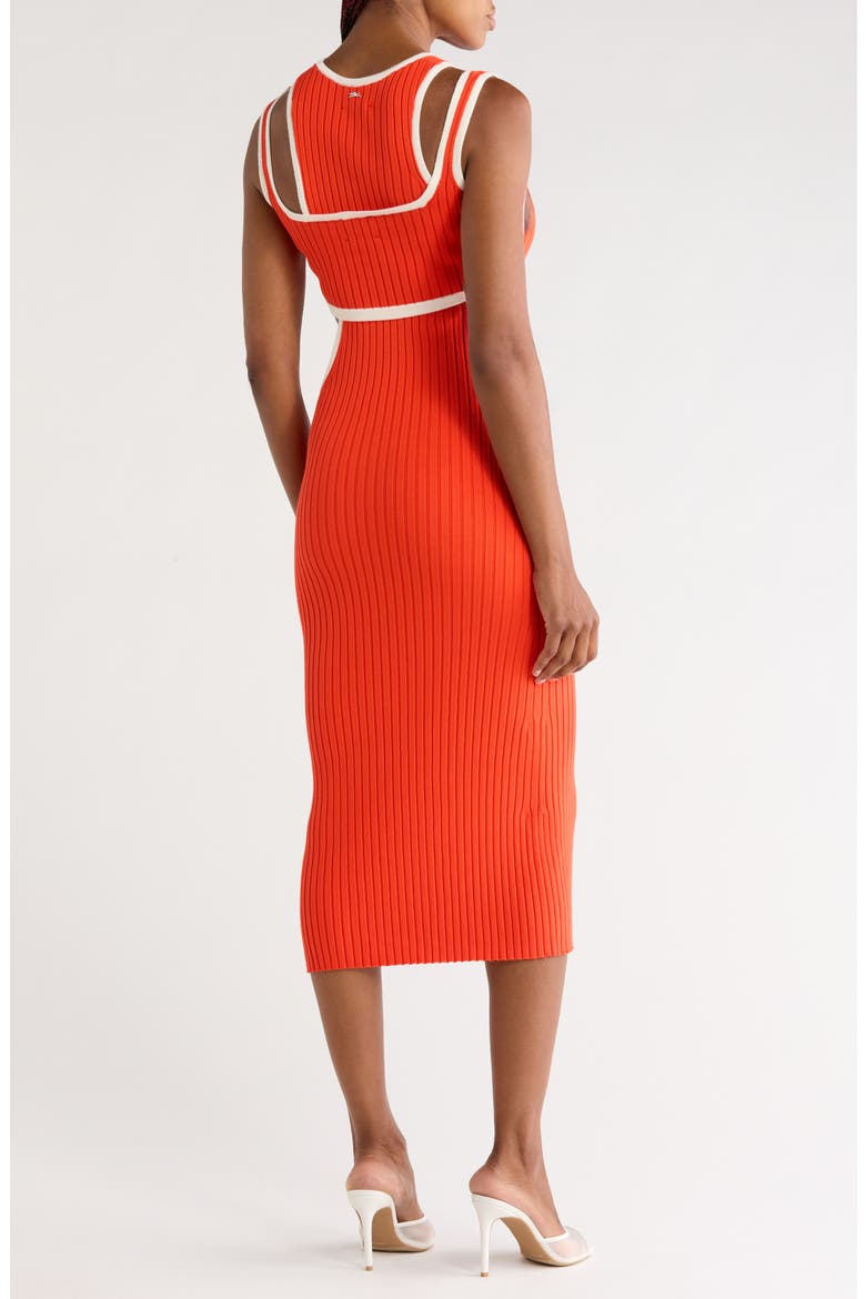 Ribbed Cutout Midi Dress, Alternate, color, ORANGE