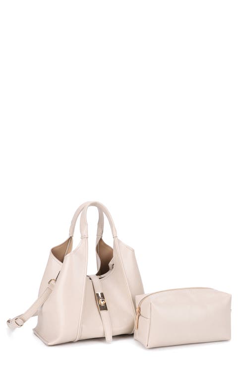 Rhodes Faux Leather Satchel with Removable Pouch