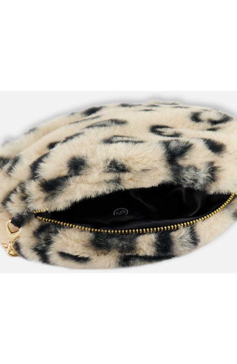 Deux par Deux Girl's Printed Leopard Faux Fur Shoulder Bag, Alternate, color,