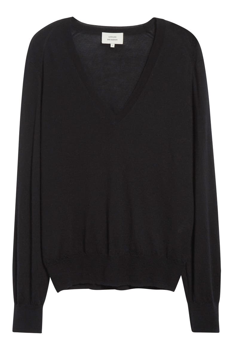 Julio Thin Cashmere V-Neck Sweater, Alternate, color, BLACK