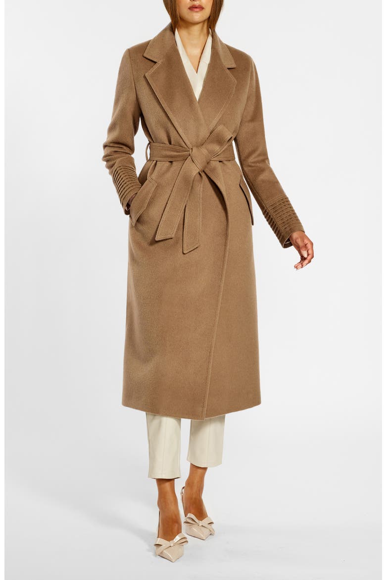 Belted Alpaca Blend Wrap Coat, Main, color, DARK CAMEL