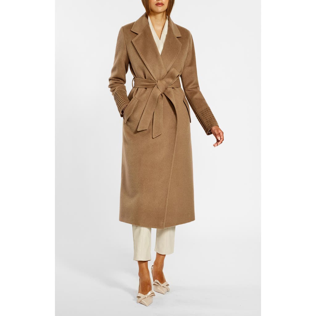 SENTALER Belted Alpaca Blend Wrap Coat in Dark Camel  product