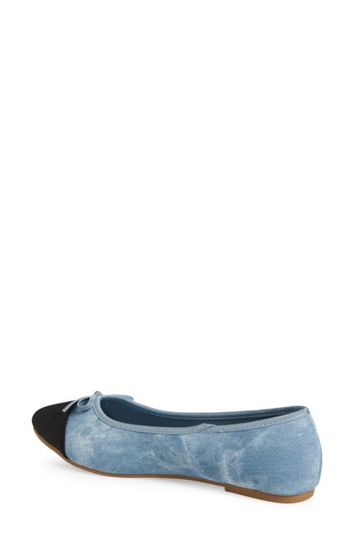 T Tahari Geneva Cap Toe Ballet Flat In Medium Blue