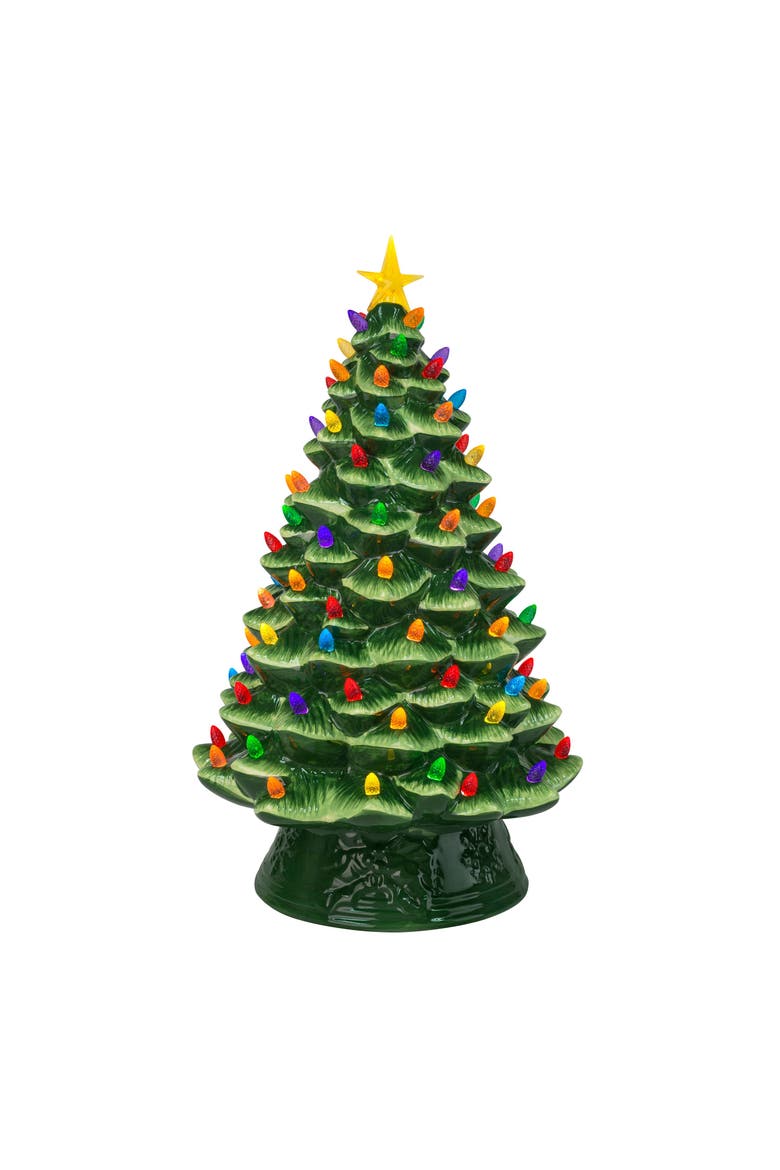 18 in. Nostalgic Ceramic Tree - Green, Main, color, Green with Multicolor Lights