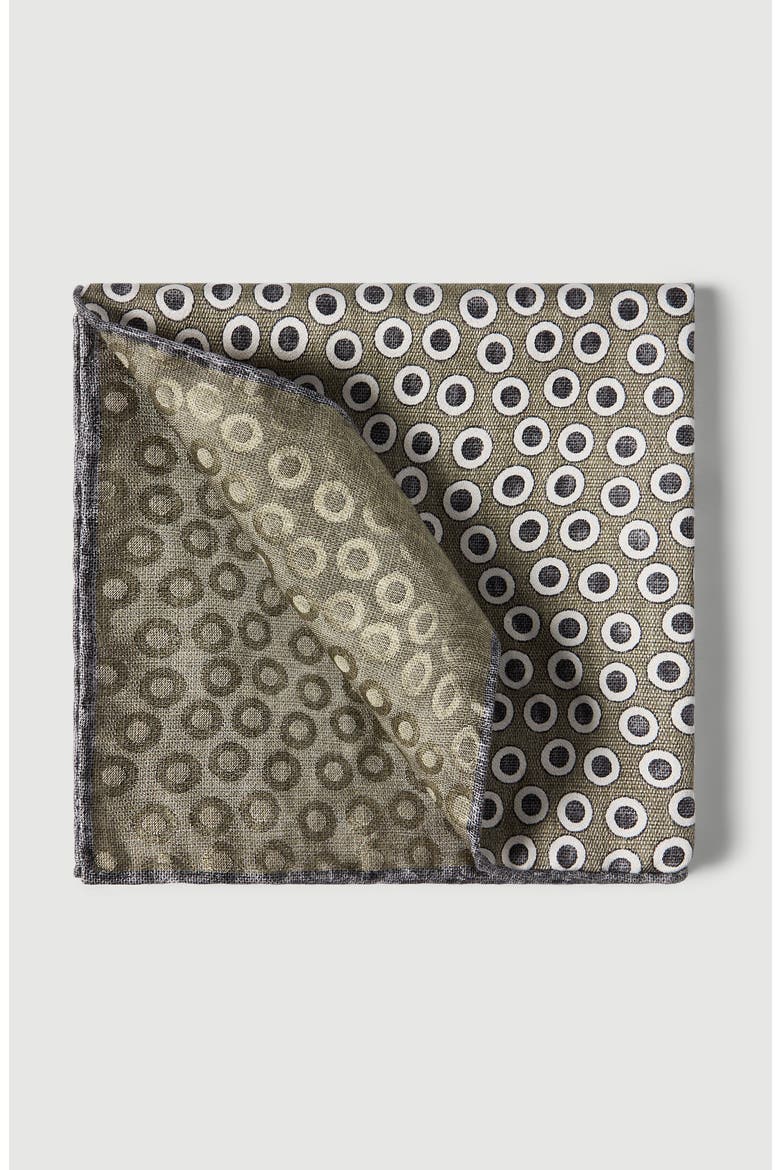 Polka-dot silk pocket square, Main, color, Military