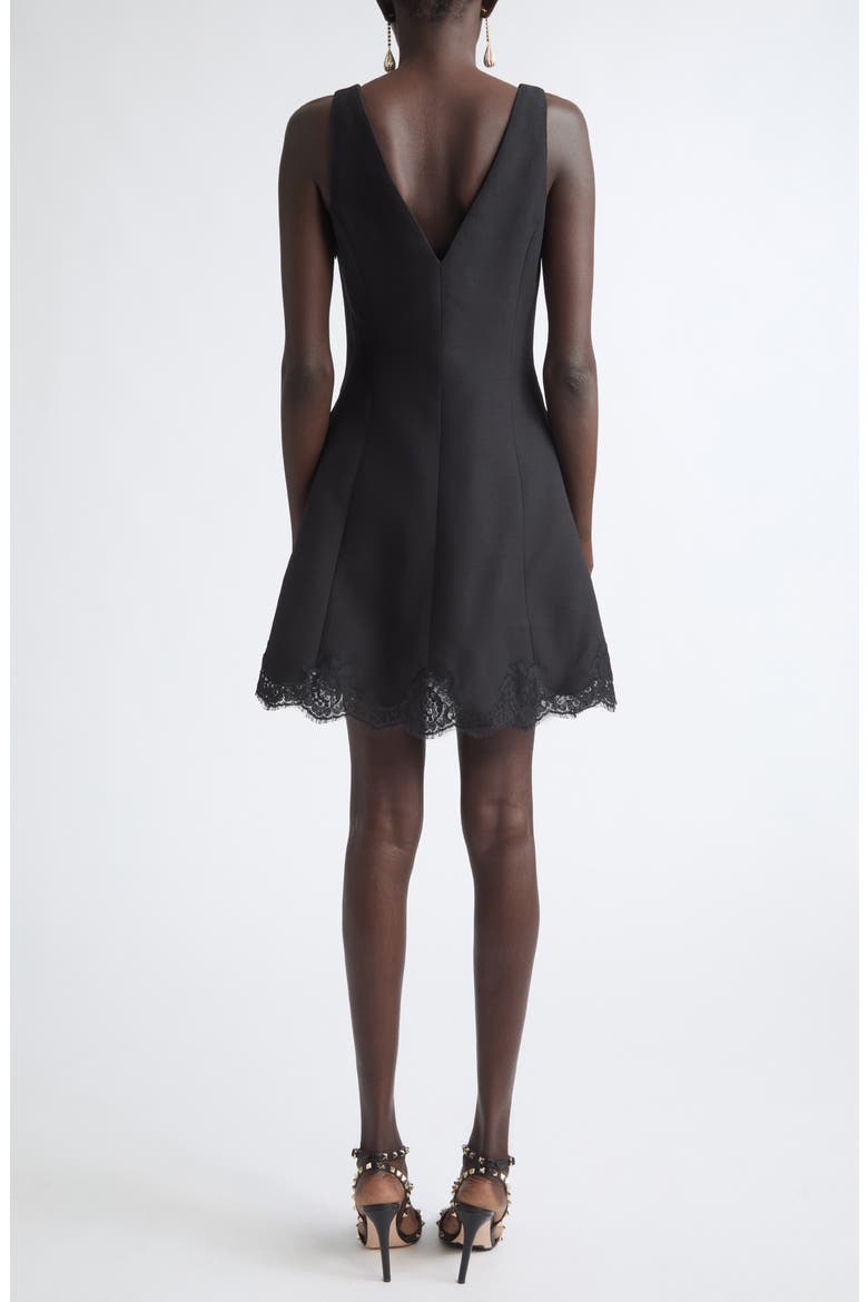 Lace Trim Crepe Minidress, Alternate, color, BLACK
