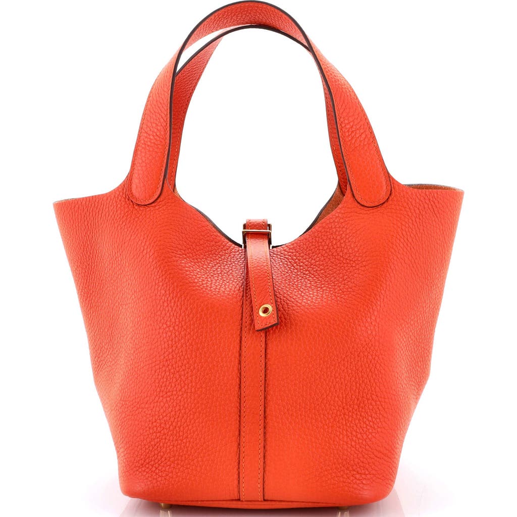 Pre-owned Hermes Hermes Picotin Lock Bag Clemence Mm In Orange