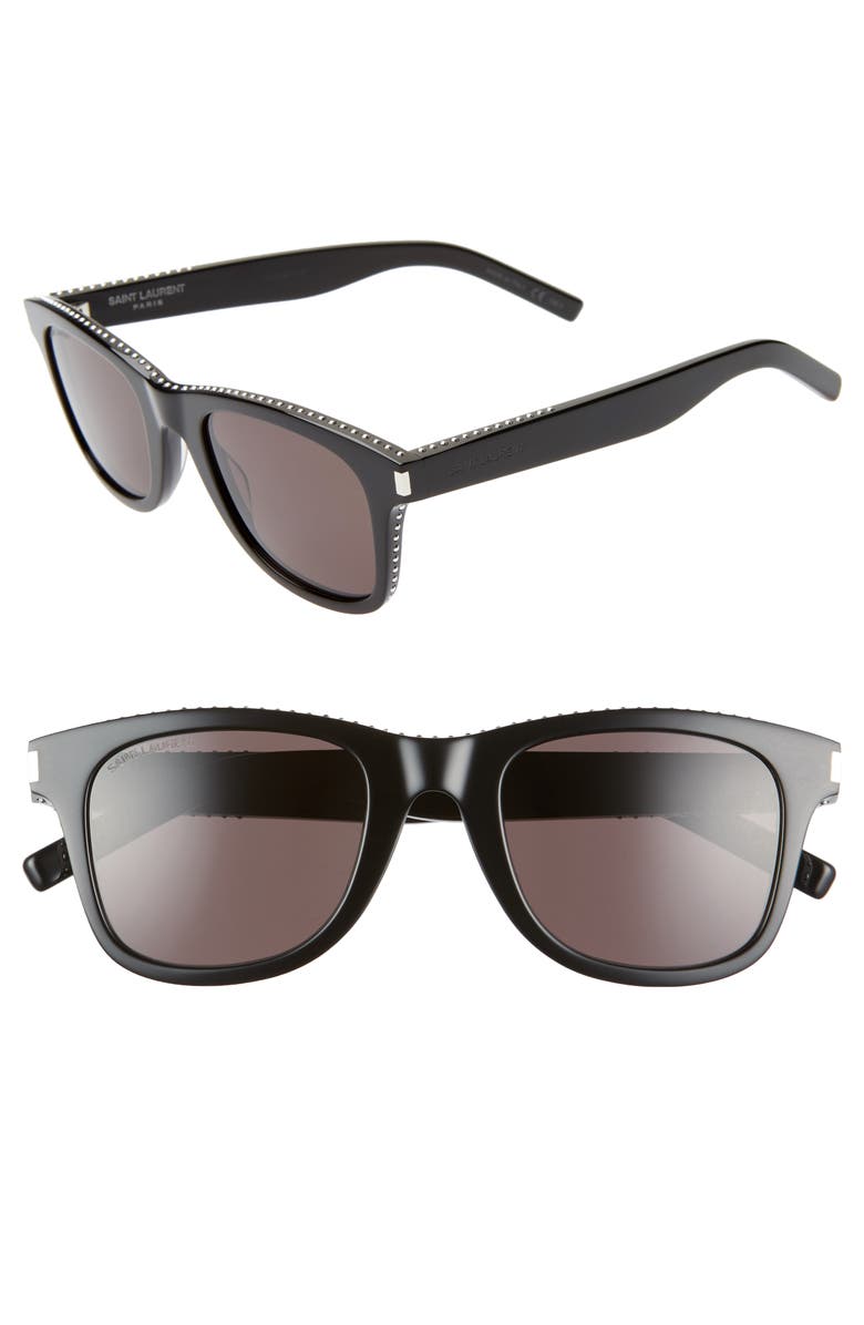 Saint Laurent 50mm Studded Square Sunglasses, Main, color,