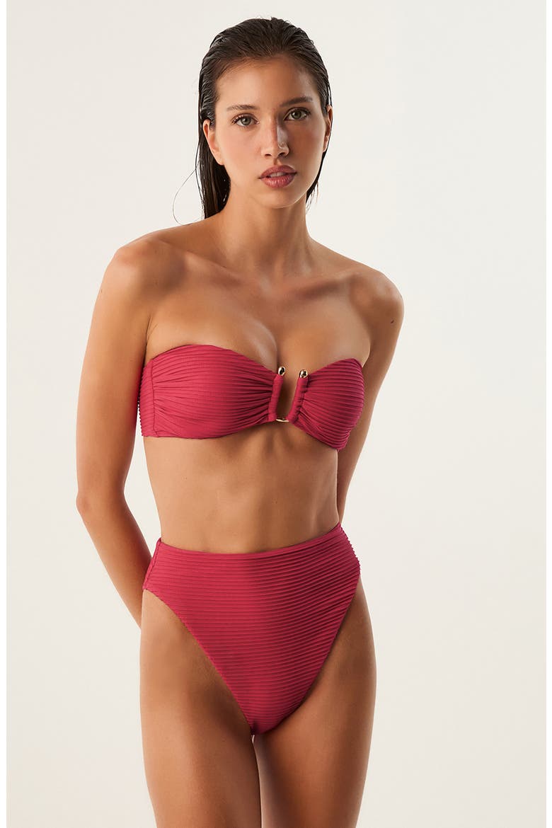 Jill Bandeau Bikini Top, Alternate, color, RED