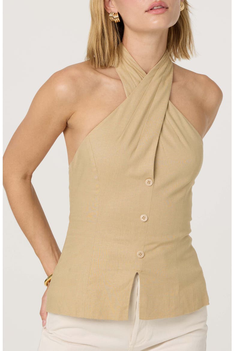 Yaritza Halter Neck Vest Top, Main, color, KHAKI