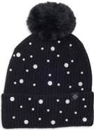 Nanette Lepore Faux Pearl and Crystal Embellished Beanie