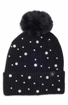 Faux Pearl and Crystal Embellished Beanie