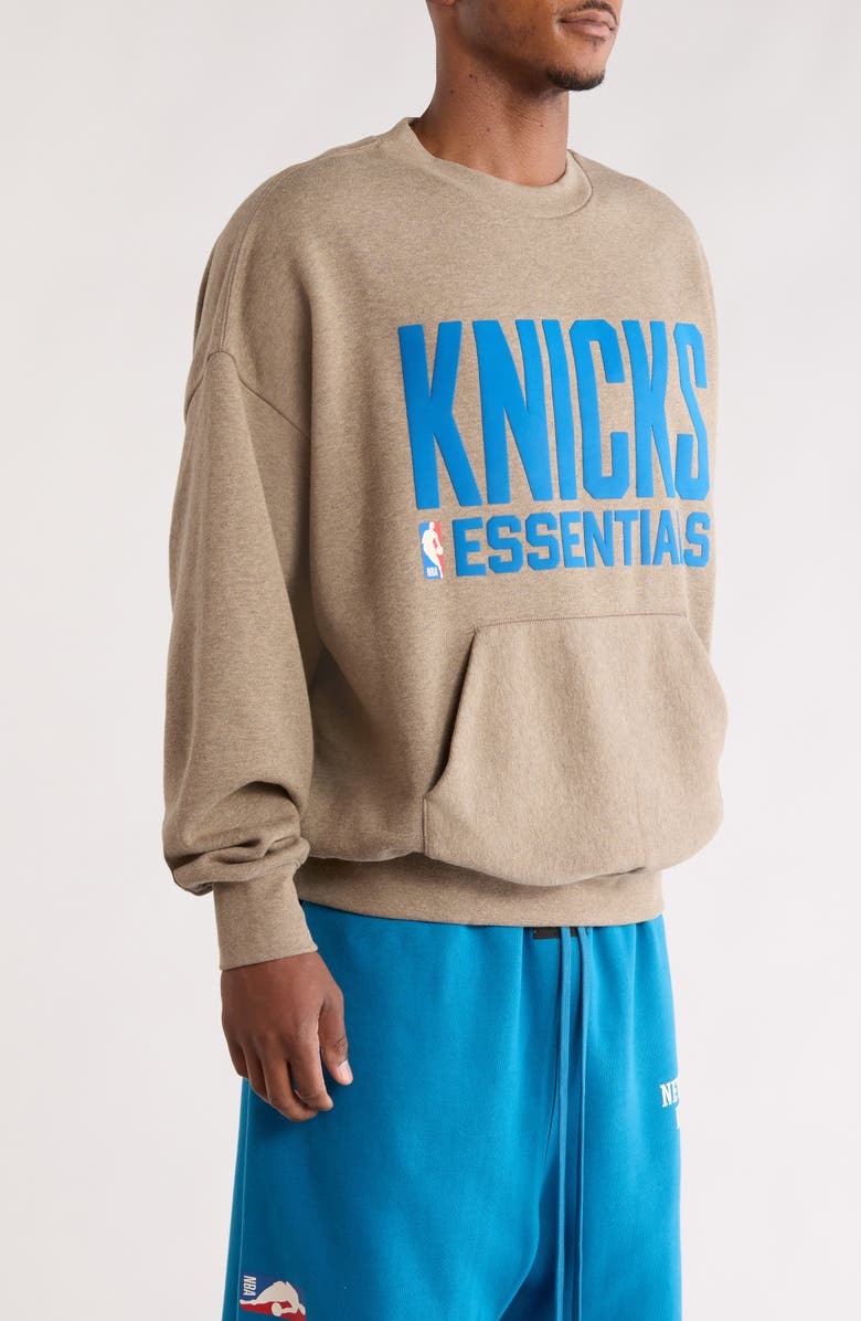 Fear of God Essentials x NBA New York Knicks Graphic Sweatshirt, Alternate, color, Homestead Heather