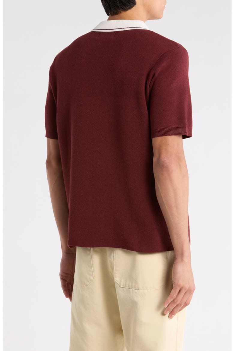 Club Embroidered Johnny Collar Knit Jersey Polo, Alternate, color, BURGUNDY