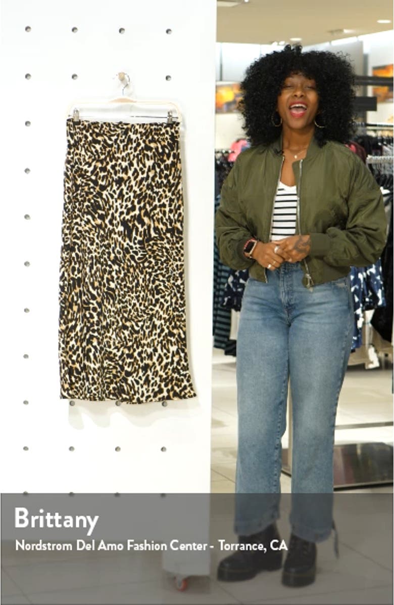 Leopard Print Bias Satin Midi Skirt, sales video thumbnail