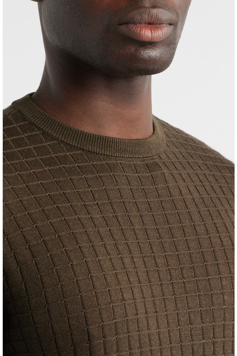 Geometric Texture Short Sleeve Crewneck Sweater, Alternate, color, GREEN