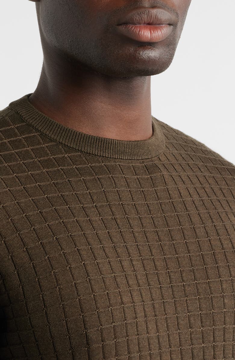 Emporio Armani Geometric Texture Short Sleeve Crewneck Sweater, Alternate, color, Green