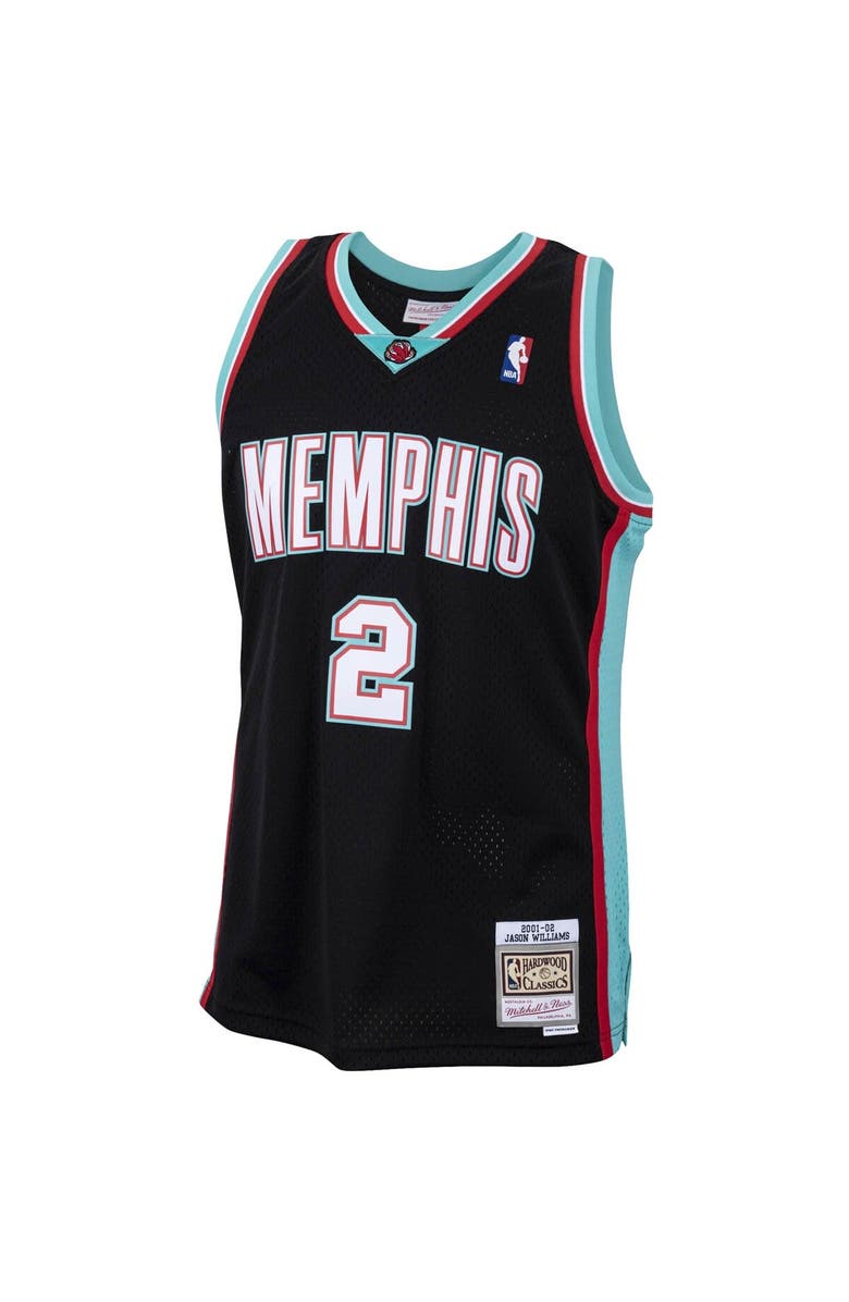 Mitchell & Ness Men's Mitchell & Ness Jason Williams Black Memphis Grizzlies 2001/02 Hardwood Classics Swingman Jersey, Alternate, color,