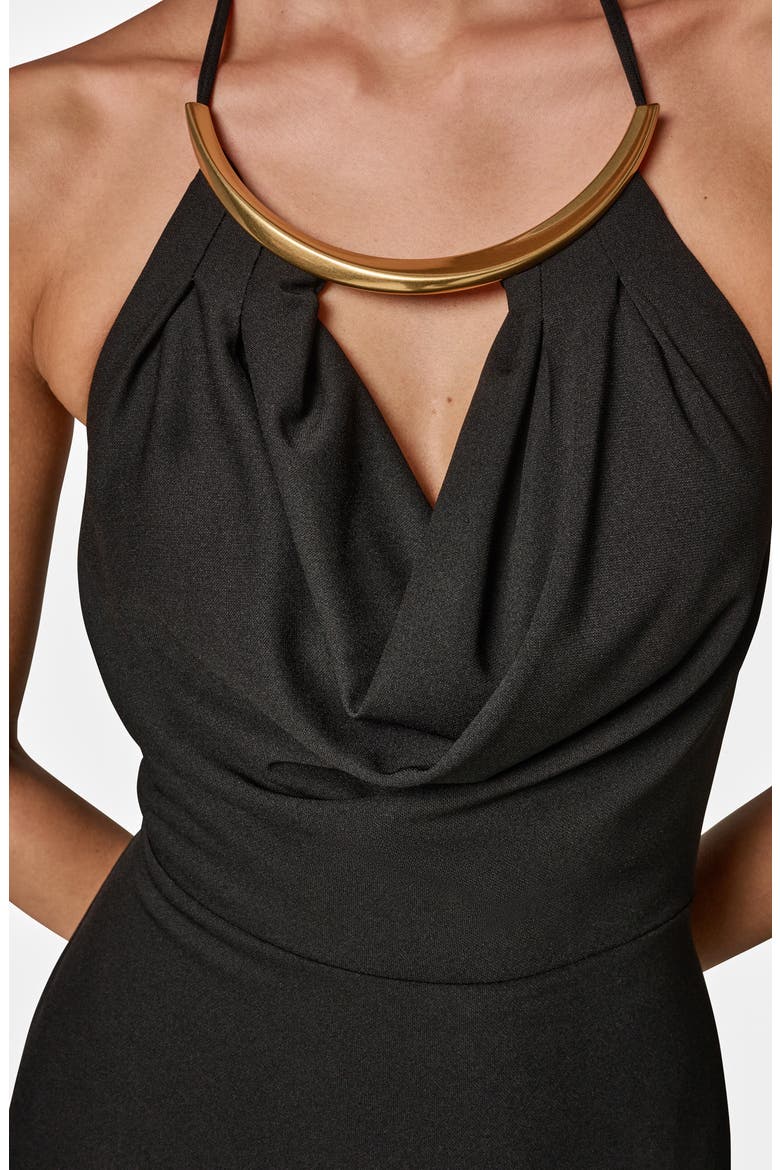 Halter Midi Dress, Alternate, color, BLACK