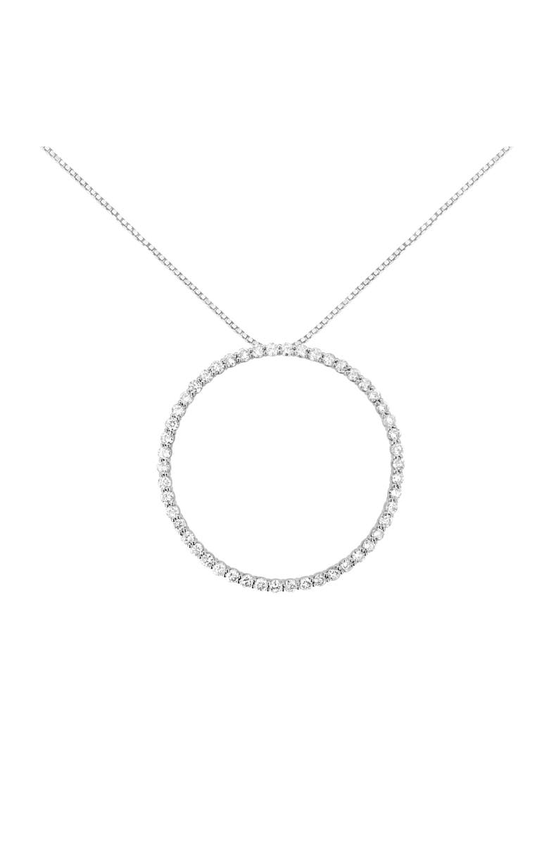 Haus of Brilliance Silver 4 cttw Prong Set, Round-Cut Diamond Open Circle Hoop 18" Pendant Necklace, Main, color, White