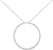 Haus of Brilliance Silver 4 cttw Prong Set, Round-Cut Diamond Open Circle Hoop 18" Pendant Necklace