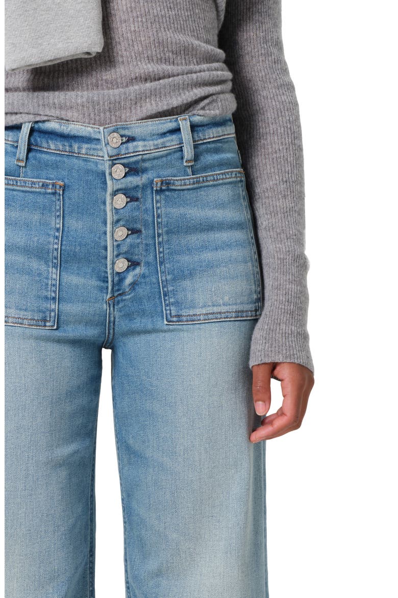 Lyra Exposed Button High Waist Crop Wide Leg Jeans, Alternate, color, SPLENDOR (MD INDIGO)