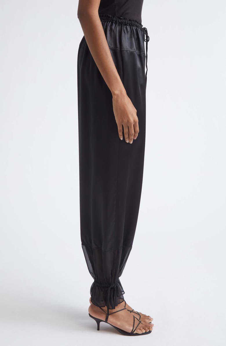 Ulla Johnson Camile Mixed Media Cinched Silk Pants, Alternate, color, Noir
