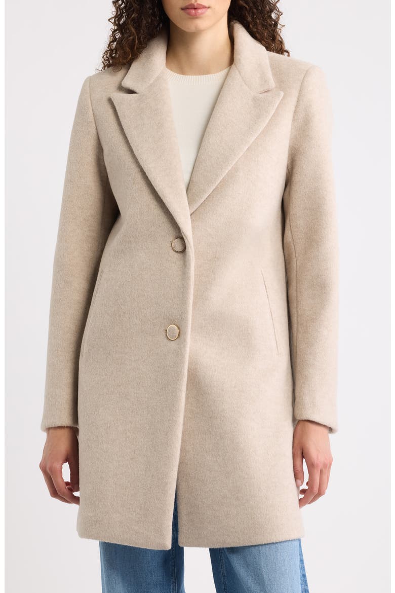 Notched Lapel Reefer Coat, Alternate, color, OATMEAL
