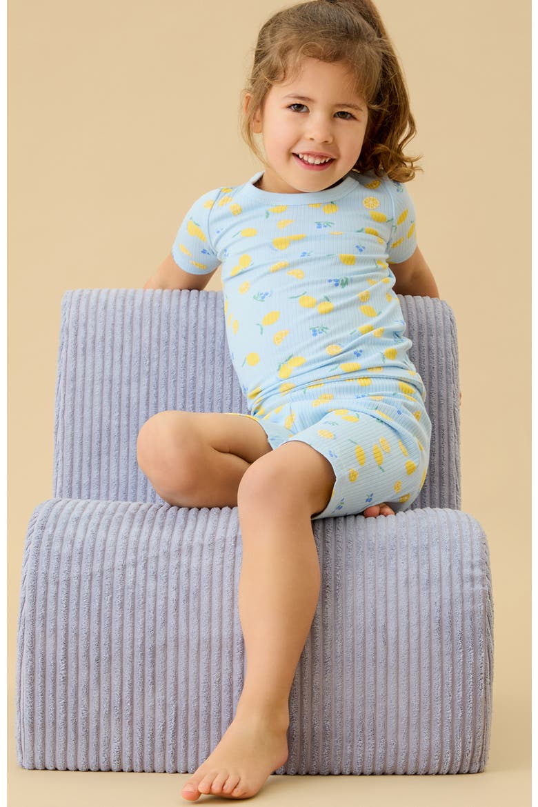 Printed Summer T-Shirt & Short Pajama Set, Alternate, color, Citrus & Omphalodes