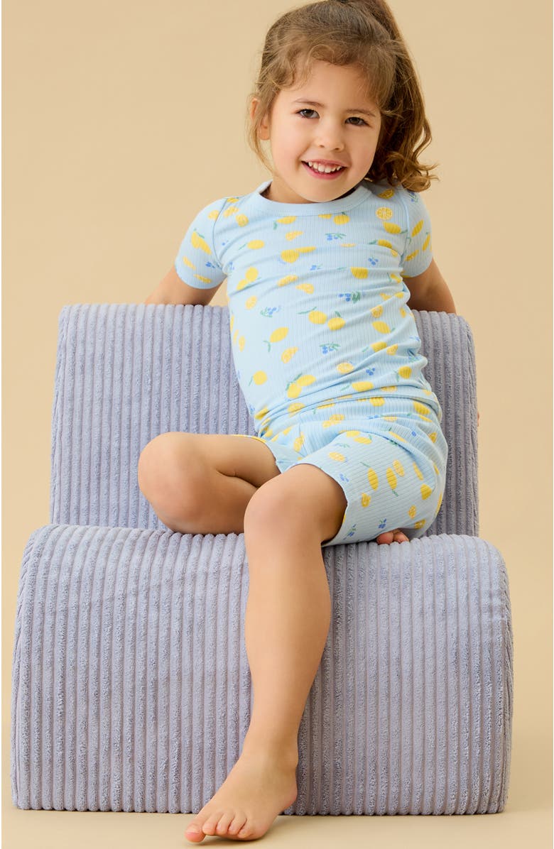 MORI Printed Summer T-Shirt & Short Pajama Set, Alternate, color, Citrus & Omphalodes