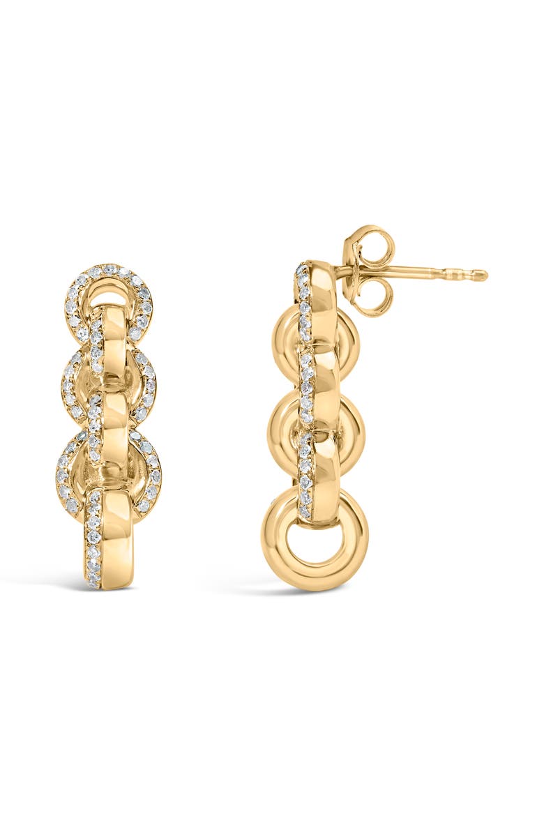 14K Yellow Gold Plated Silver 3/4 Cttw Diamond Chain Link Drop Earrings, Alternate, color, Yellow