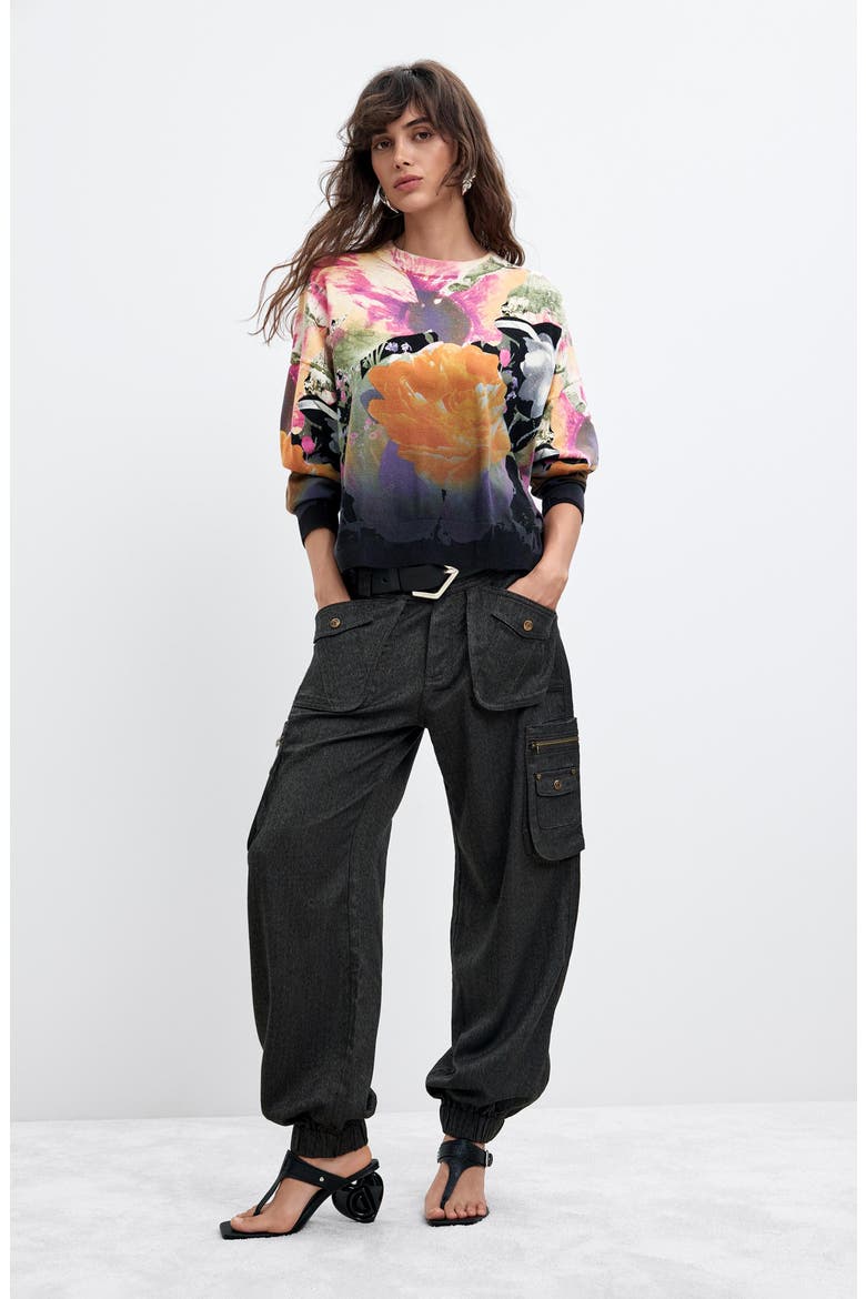 Thin Gauge Cotton & Cashmere Pullover, Alternate, color, BLACK