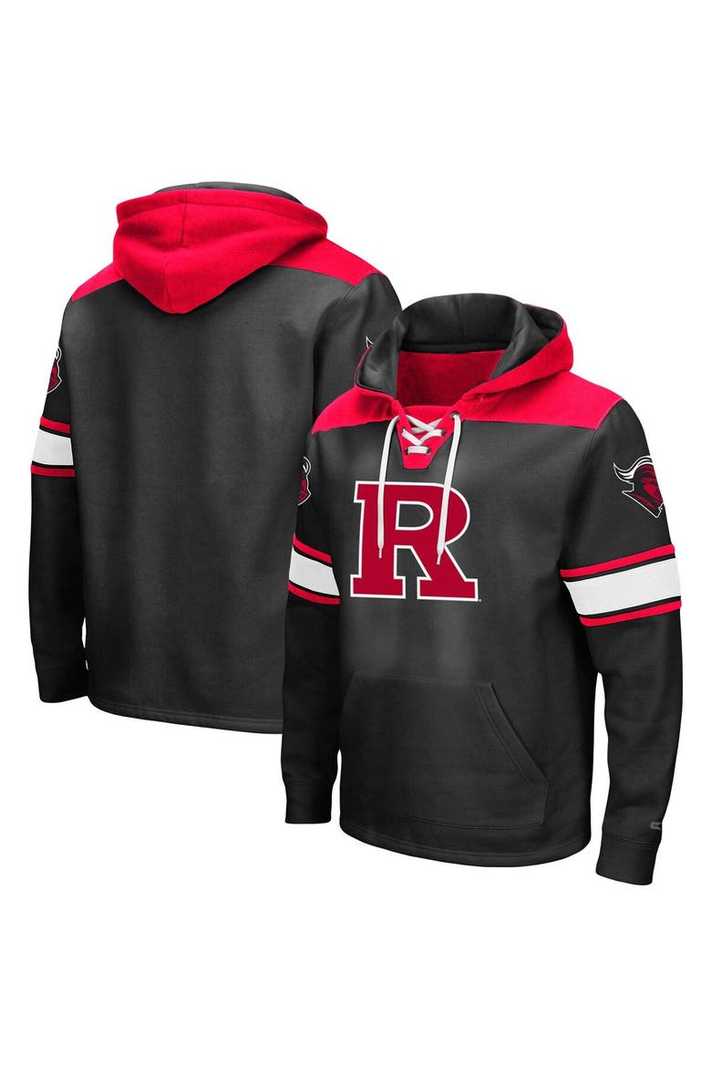 Men's Colosseum Black Rutgers Scarlet Knights 2.0 Lace-Up Pullover Hoodie, Main, color, Black