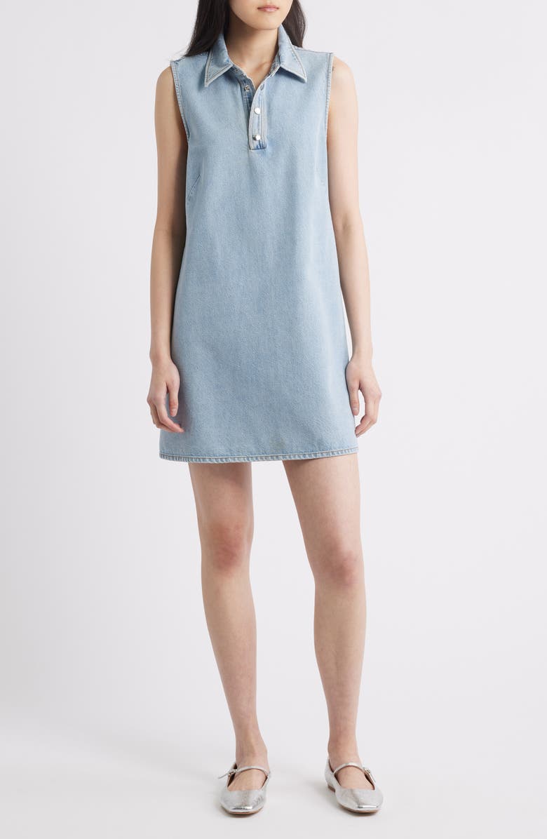 FRAME The City Sleeveless Denim Shift Minidress, Main, color, Betty
