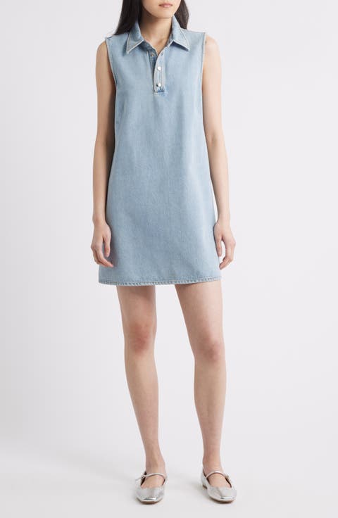 The City Sleeveless Denim Shift Minidress