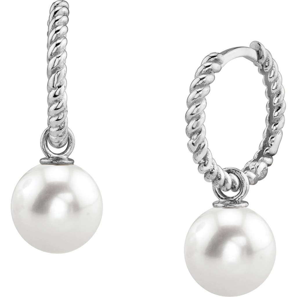 The Pearl Source Freshwater Pearl Hoop Via Earrings In Gold