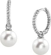 The Pearl Source Freshwater Pearl Hoop Via Earrings