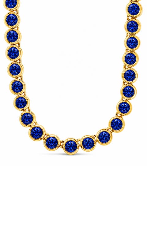 Helene Bezel Sapphire Cubic Zirconia Tennis Necklace