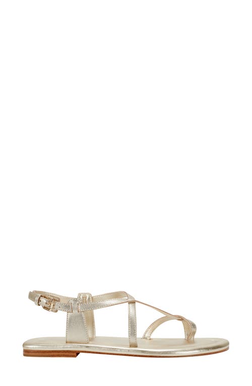 Marc Fisher Ltd Strappy Leather Flat Toe-ring Sandals In Metallic Gold