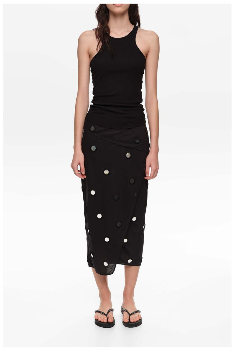 Mirrored Sarong Midi Skirt, Alternate, color, BLACK