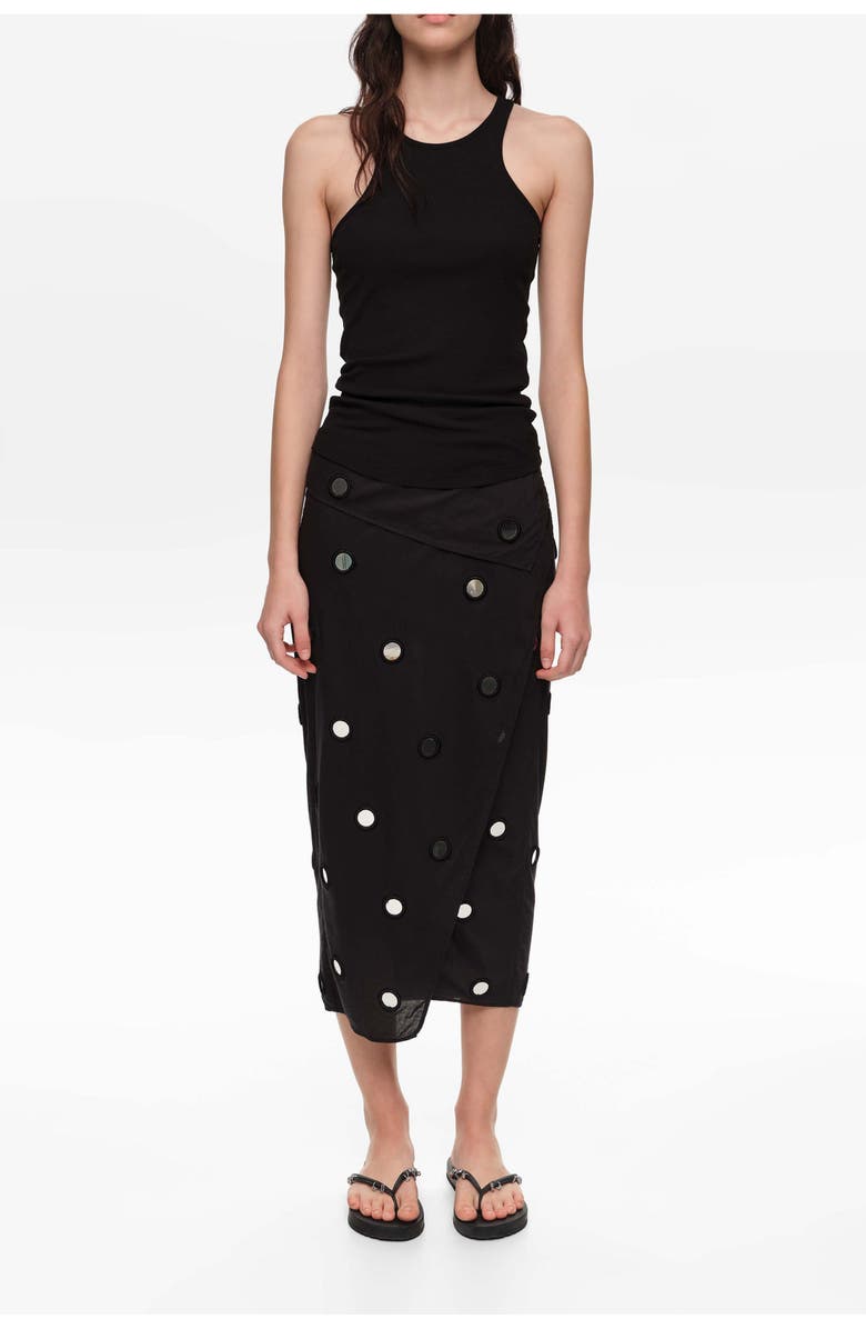 Bimba y Lola Mirrored Sarong Midi Skirt, Alternate, color, Black
