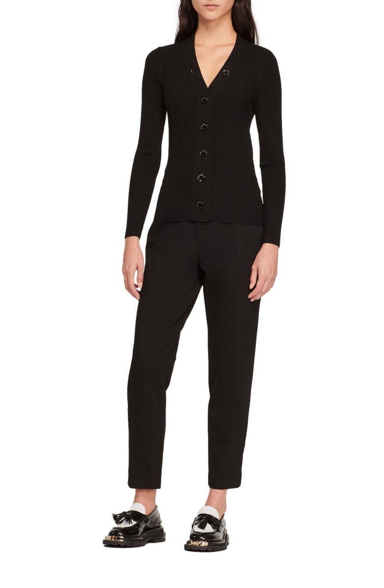 SANDRO Cardigan in certified viscose, Alternate, color, 