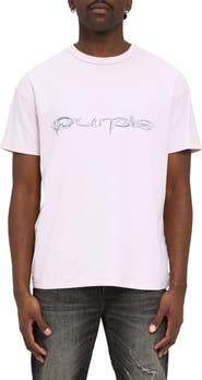 PURPLE BRAND Inside Out Texture Cotton Jersey Graphic T-Shirt