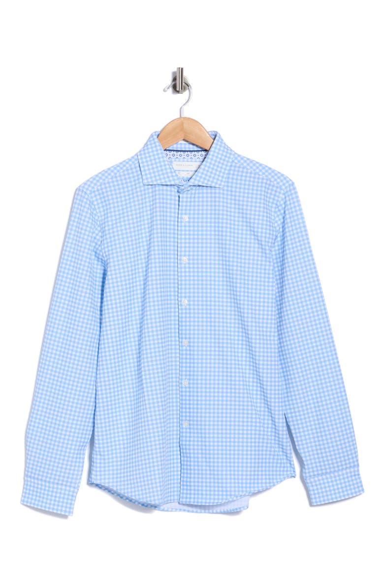 Gingham Plaid Long Sleeve Button-Up Shirt, Alternate, color, BLUE