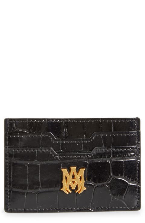 Croc Embossed Leather Card Holder
