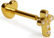 Argento Vivo Sterling Silver Cubic Zirconia Cross Flat Back Stud Earring