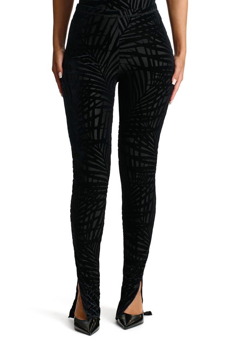 Naked Wardrobe Burnout Velvet Bootcut Slit Hem Pants, Main, color, 